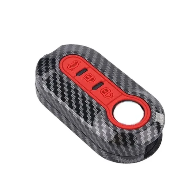 Alt view image 2 of 7 - Carbon Abs Car Key Fob Shell Cover for FIAT 500 500L 500X Abarth 3-Button Folding Key auto keychain