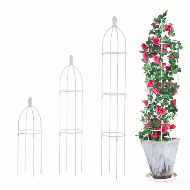 Alt view image 7 of 7 - 1 Pcs Garden Trellis for Climbing Plants Outdoor Tower Obelisk Garden Trellis Tall Potted Plants Support Flowers