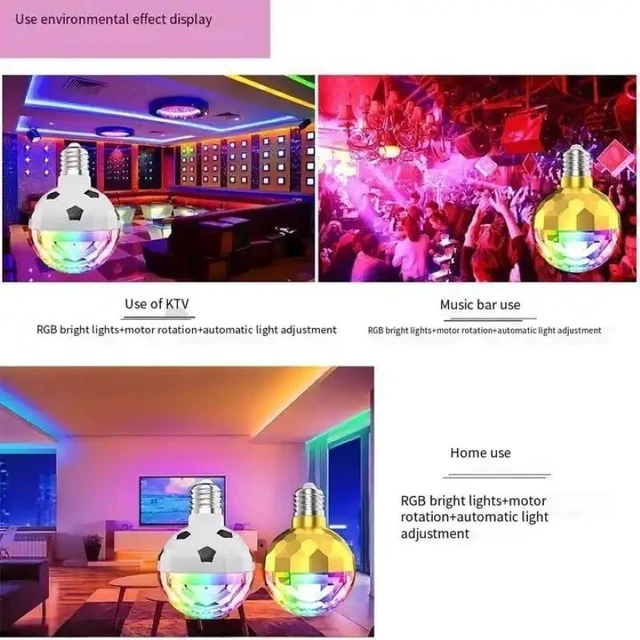 Alt view image 5 of 7 - 6W LED Disco Light Bulb E27 Rotating Strobe Bulbs RGB Color Crystal Stage Party Lights Disco Lamp Christmas lights AC85-265V