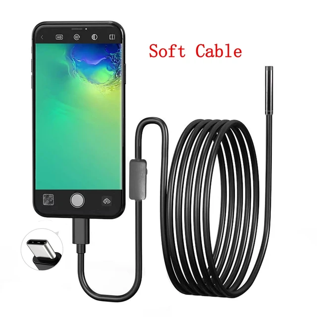 Alt view image 4 of 7 - USB Endoscope for OTG Android Phone 5.5mm Borescope Inspection Snake Camera IP67 Waterproof with 6 LED Lights For Type C