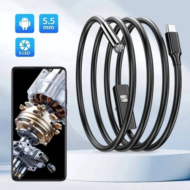 Alt view image 5 of 7 - USB Endoscope for OTG Android Phone 5.5mm Borescope Inspection Snake Camera IP67 Waterproof with 6 LED Lights For Type C