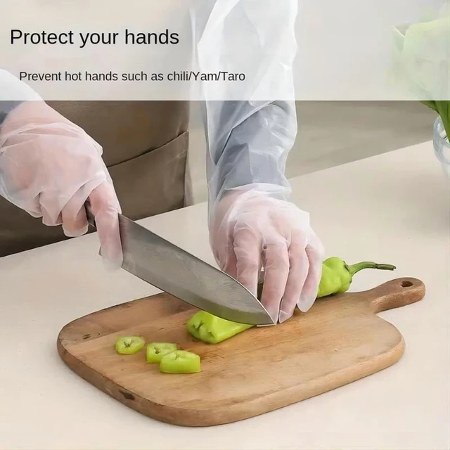 Alt view image 6 of 7 - 30PCS Disposable Arm Guard Gloves Kitchen Household Cleaning Waterproof Elastic Drawstring Lengthened CPE Long-Arm Gloves