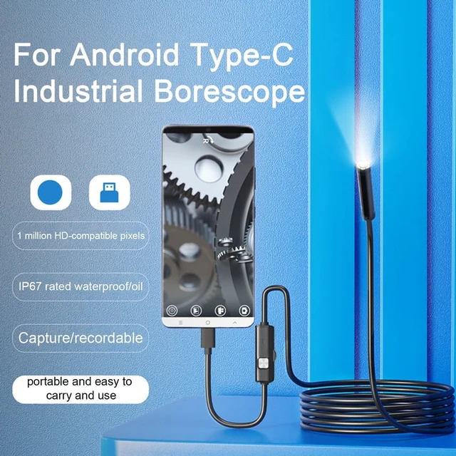 Alt view image 6 of 6 - Type-c 5.5/7mm Endoscope Scope Camera 1m 1.5m 2m for Car Scenarios Endoscope Camera with 6 Led Lights Ideal for Car Engines
