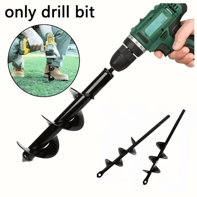 Alt view image 2 of 7 - Garden Auger Spiral Drill Bit With 3/8" Hex Drive Drill Planting Hole Digger Tool Loose Soil Drill Bit Accessories