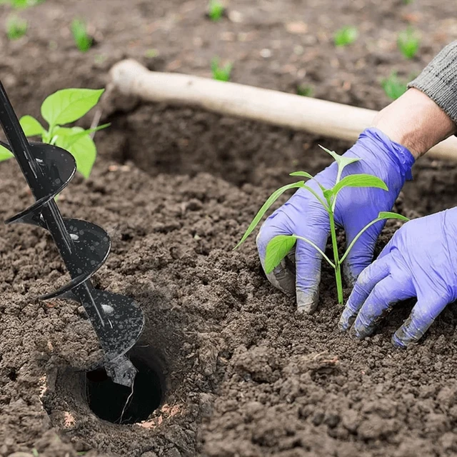 Alt view image 4 of 7 - Garden Auger Spiral Drill Bit With 3/8" Hex Drive Drill Planting Hole Digger Tool Loose Soil Drill Bit Accessories
