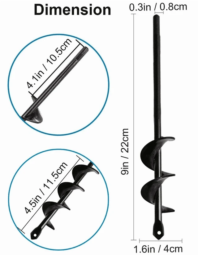 Alt view image 5 of 7 - Garden Auger Spiral Drill Bit With 3/8" Hex Drive Drill Planting Hole Digger Tool Loose Soil Drill Bit Accessories
