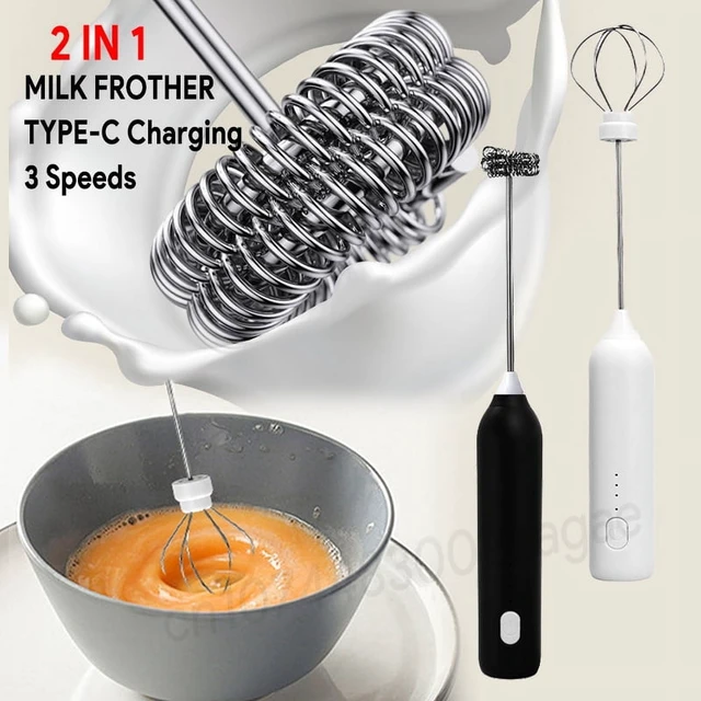 Alt view image 7 of 7 - UPGRADED Electric Coffee Frother/MILK Whisk+Egg Beater MINI Food Blender USB Rechargeable Handheld Three Speeds Espresso Tools