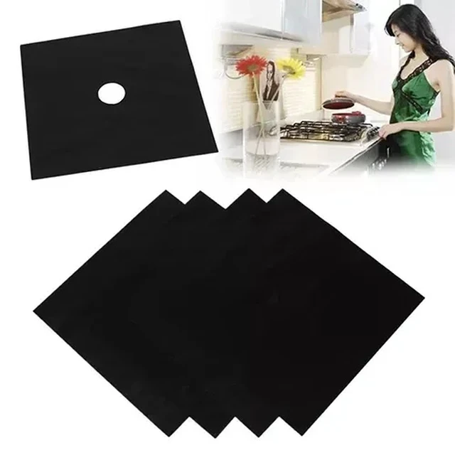 Alt view image 3 of 7 - 4 Pcs Square Foil Gas Hob Protector Liner Easy Clean Reusable Protection Pad Gas Stove Stovetop Protector Kitchen Accessories