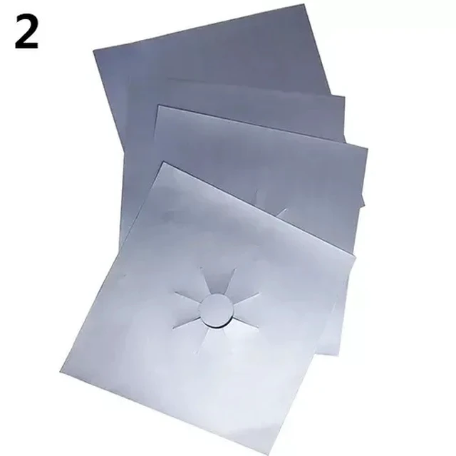 Alt view image 6 of 7 - 4 Pcs Square Foil Gas Hob Protector Liner Easy Clean Reusable Protection Pad Gas Stove Stovetop Protector Kitchen Accessories