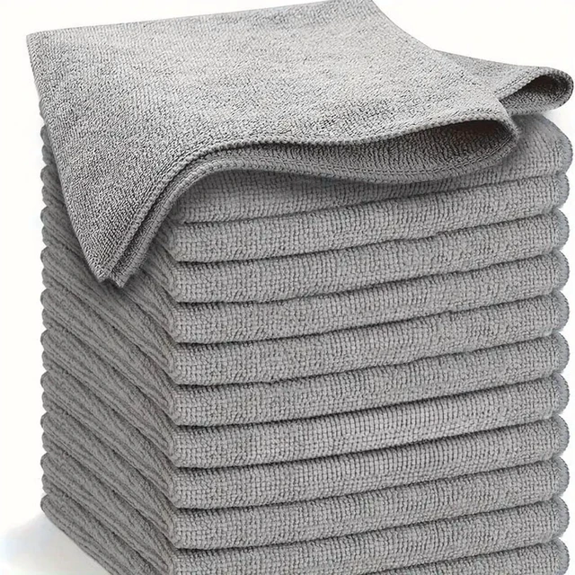 Main image of 1/100PCS Gray Bamboo Charcoal Thickened Super Absorbent Dishcloth Anti-grease Kitchen Wiping Rags Microfiber Cleaning Cloths
