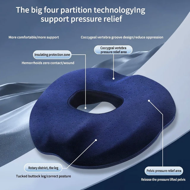 Alt view image 2 of 6 - 1PCS Donut Pillow Hemorrhoid Seat Cushion Tailbone Coccyx Orthopedic Medical Seat Prostate Chair for Memory Foam Chair Cushion