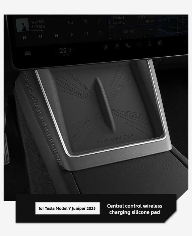 Alt view image 3 of 7 - For TESLA Model Y Launch 2025 Wireless Charging Silicone Pad Central Control Charger Protector Cover Non-Slip Mat MY Accessories