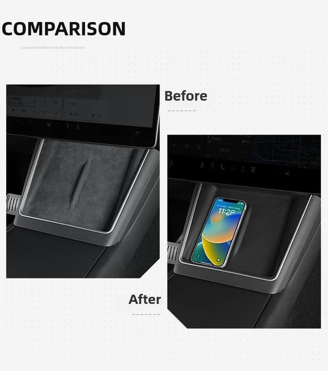 Alt view image 2 of 7 - For TESLA Model Y Launch 2025 Wireless Charging Silicone Pad Central Control Charger Protector Cover Non-Slip Mat MY Accessories