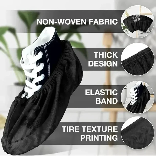 Alt view image 3 of 7 - Disposable Shoe Covers Non-Woven Boot & Shoe Covers Durable Non Slip Overshoes Boot Covers for Indoor Outdoor Home Floor