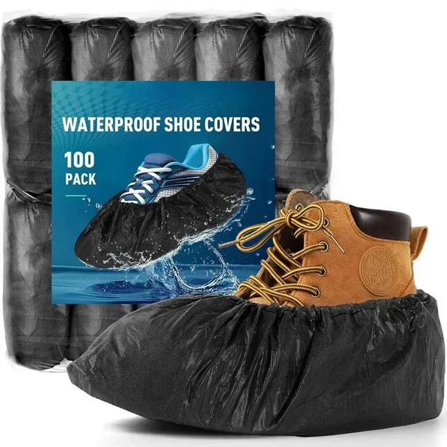 Alt view image 4 of 7 - Disposable Shoe Covers Non-Woven Boot & Shoe Covers Durable Non Slip Overshoes Boot Covers for Indoor Outdoor Home Floor