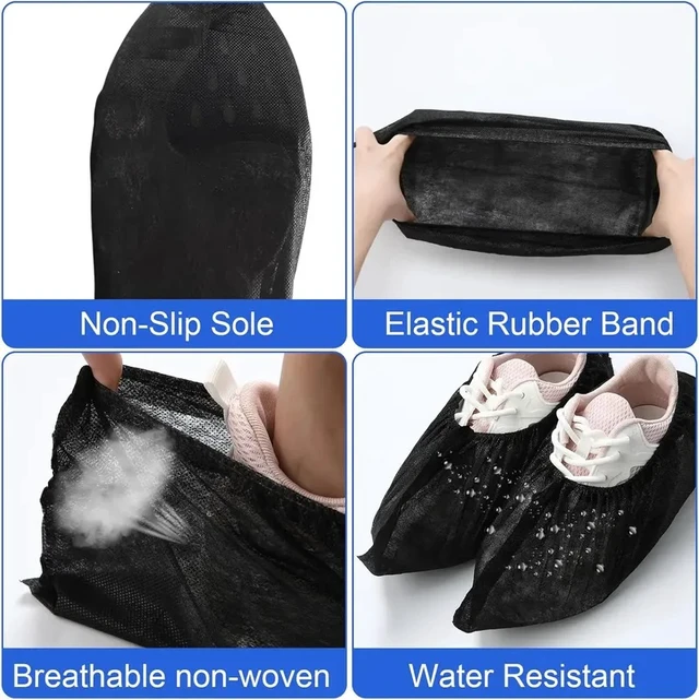 Alt view image 6 of 7 - Disposable Shoe Covers Non-Woven Boot & Shoe Covers Durable Non Slip Overshoes Boot Covers for Indoor Outdoor Home Floor