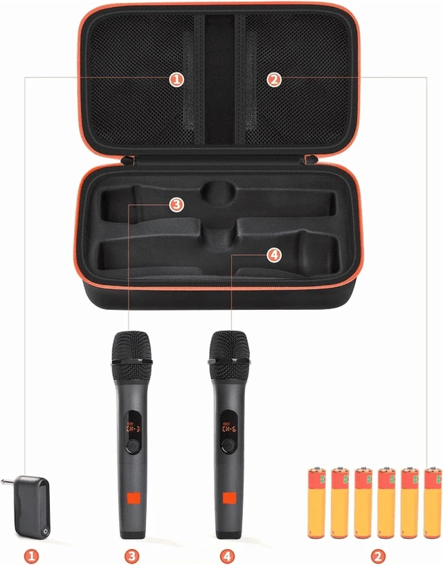 Alt view image 5 of 7 - Portable Eva Wireless Microphone Storage Bag Carrying Case Compatible with JBL Wireless Two Microphone System for Trip Camping