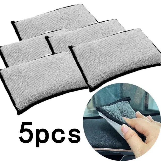 Alt view image 4 of 7 - 5PCS Double Side Car Interior Scrubbing Sponge for Leather Interior Car Wash Pad No Scratch Car Microfiber Scrubbing Sponge