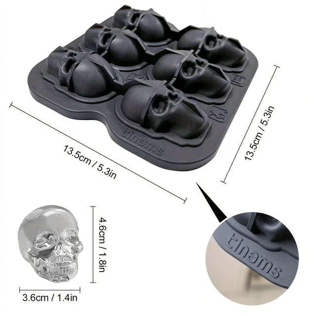 Alt view image 4 of 7 - Skull Ice Ball Mold Silicone 3D Flexible Ice Cube Trays BPA Free Ice Trays For Freezer Horror Skull Head Cocktail Ice Ball Maker