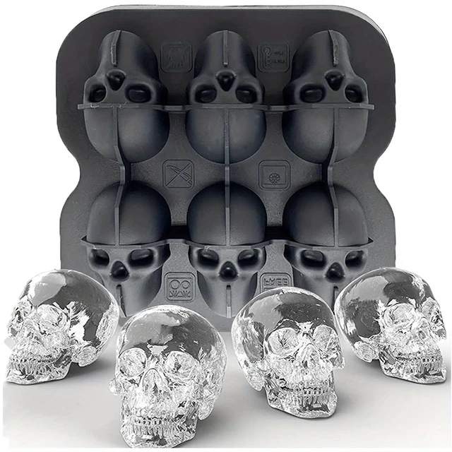 Alt view image 5 of 7 - Skull Ice Ball Mold Silicone 3D Flexible Ice Cube Trays BPA Free Ice Trays For Freezer Horror Skull Head Cocktail Ice Ball Maker