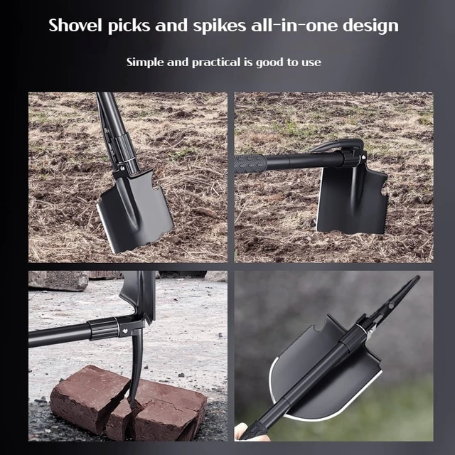 Alt view image 5 of 6 - Multifunctional garden shovel for camping, suitable for camping/fishing/wild survival, etc. Shovel. Pickaxe and hoe three-in-one