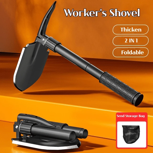 Alt view image 6 of 6 - Multifunctional garden shovel for camping, suitable for camping/fishing/wild survival, etc. Shovel. Pickaxe and hoe three-in-one