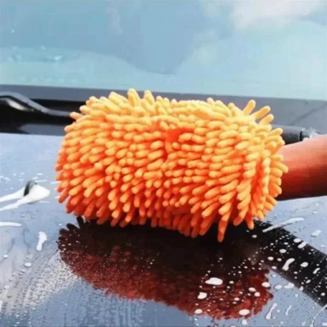Alt view image 6 of 7 - Car Wash Mitt, Premium Chenille Microfiber Wash Sponge, Scratch-Free Ultra Absorbent Cleaning Glove, Sponge Washing Tools