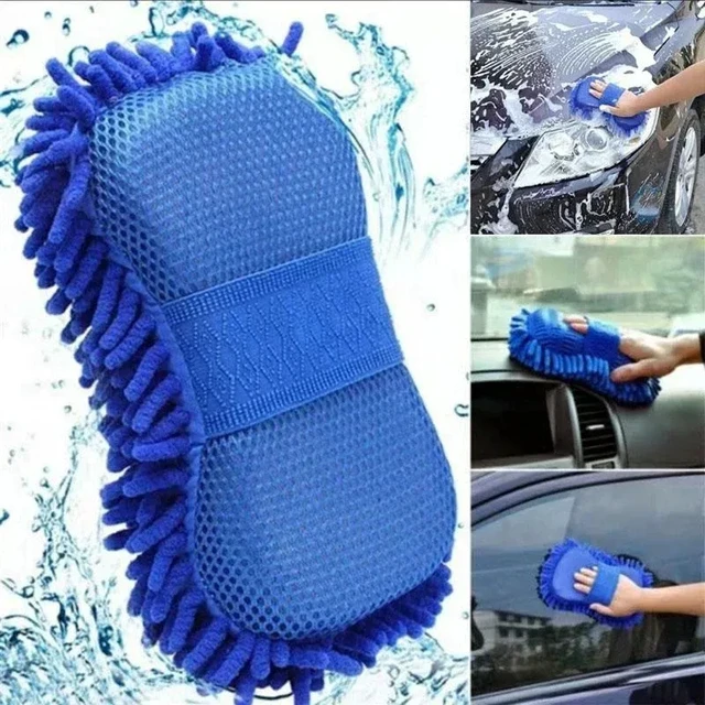 Alt view image 5 of 7 - Car Wash Mitt, Premium Chenille Microfiber Wash Sponge, Scratch-Free Ultra Absorbent Cleaning Glove, Sponge Washing Tools
