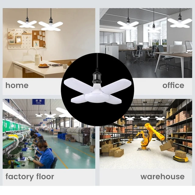 Alt view image 4 of 6 - E27 Fan Shape Foldable 40/100LEDs Pendant Lights No Flicker LED Bulb AC 220V/85-265V 90 Degrees Angle Adjustable Ceiling Lamp