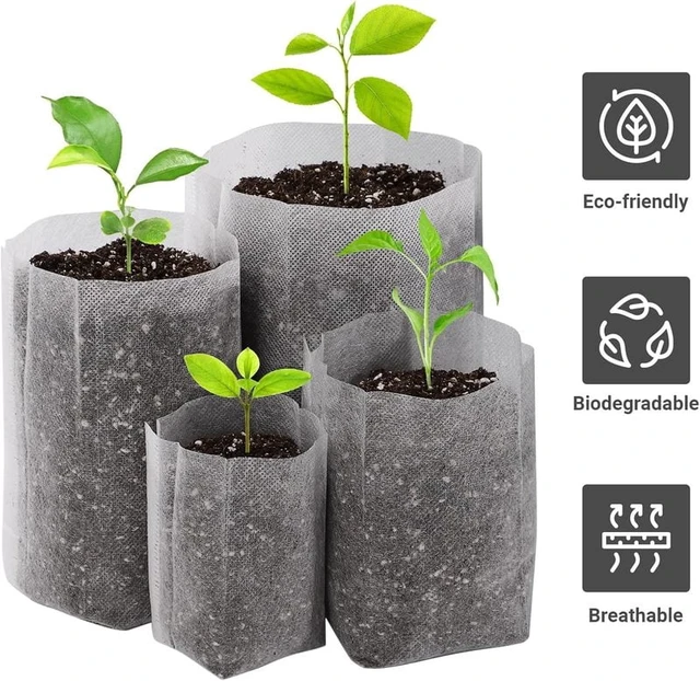 Alt view image 5 of 7 - 100/1000pcs Degradable Non-woven Plant Grow Bags Sapling Seed Nursery Bag Grow Pockets Planting Cultivation Pouches Garden Tools