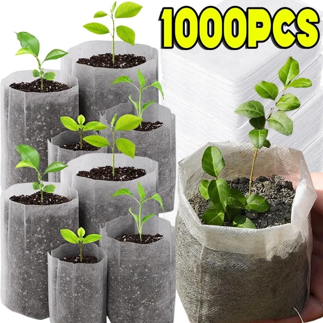 Alt view image 4 of 7 - 100/1000pcs Degradable Non-woven Plant Grow Bags Sapling Seed Nursery Bag Grow Pockets Planting Cultivation Pouches Garden Tools