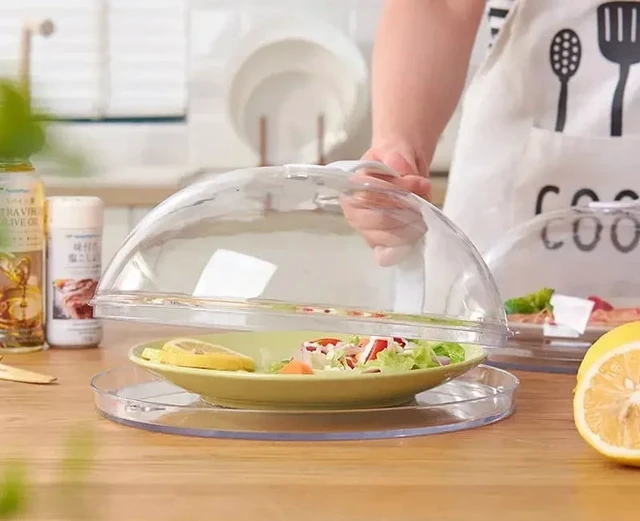 Alt view image 4 of 7 - Microwave Food Splash Guard High Temperature Resistant Food Heating Cover with Steam Vent and Handle Transparent Plate Cover