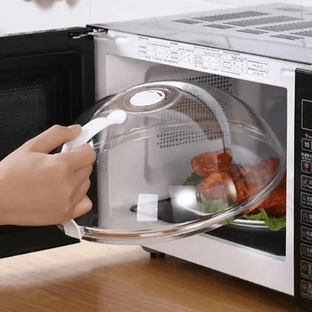 Alt view image 3 of 7 - Microwave Food Splash Guard High Temperature Resistant Food Heating Cover with Steam Vent and Handle Transparent Plate Cover