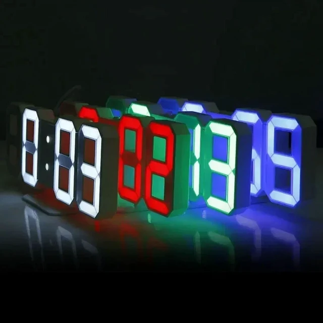 Alt view image 3 of 7 - 3D LED Digital Clock Wall Decoration Glow Night Mode Decoration for Bedroom Adjustable Electronic Watch Room Decor Aesthetics