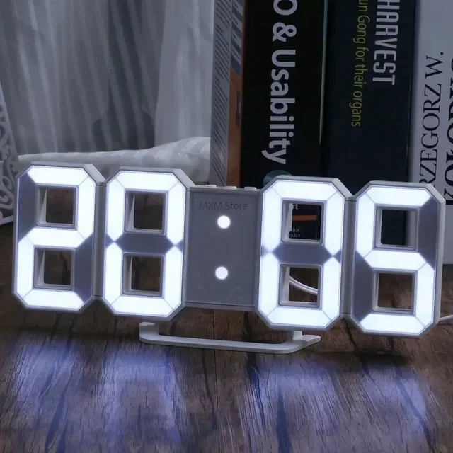 Alt view image 6 of 7 - 3D LED Digital Clock Wall Decoration Glow Night Mode Decoration for Bedroom Adjustable Electronic Watch Room Decor Aesthetics