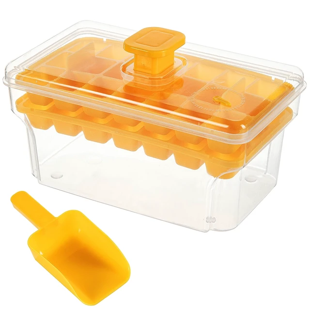 Alt view image 7 of 7 - Ice Trays for Freezer with Lid & Bin, Ice Cube Tray Making 68 pcs Ice Cubes, Easy Press to Release Ice