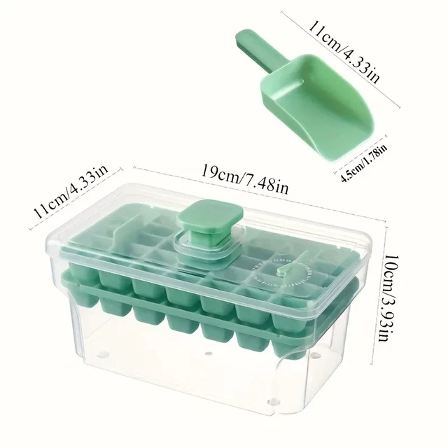 Alt view image 3 of 7 - Ice Trays for Freezer with Lid & Bin, Ice Cube Tray Making 68 pcs Ice Cubes, Easy Press to Release Ice