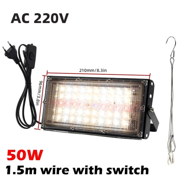 Alt view image 4 of 7 - Full-spectrum 380-840 nanometer sunlight growth lamp, IP65 LED, 50 watts, 100 watts, 300 watts, plant growth lamp, suitable for indoor greenhouses.