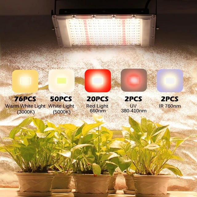 Alt view image 3 of 7 - Full-spectrum 380-840 nanometer sunlight growth lamp, IP65 LED, 50 watts, 100 watts, 300 watts, plant growth lamp, suitable for indoor greenhouses.