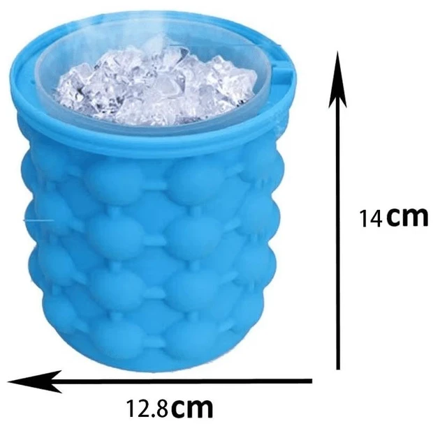 Main image of Ice Cube Mold Ice Tray Large Silicone Ice Bucket (2-In-1) Ice Cube Maker Circular Portable (Dark Blue) Suitable for Summer