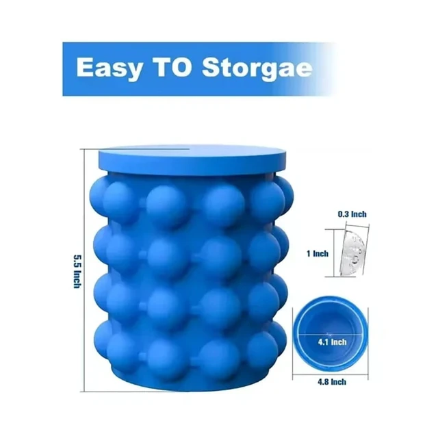 Alt view image 6 of 7 - Ice Cube Mold Ice Tray Large Silicone Ice Bucket (2-In-1) Ice Cube Maker Circular Portable (Dark Blue) Suitable for Summer