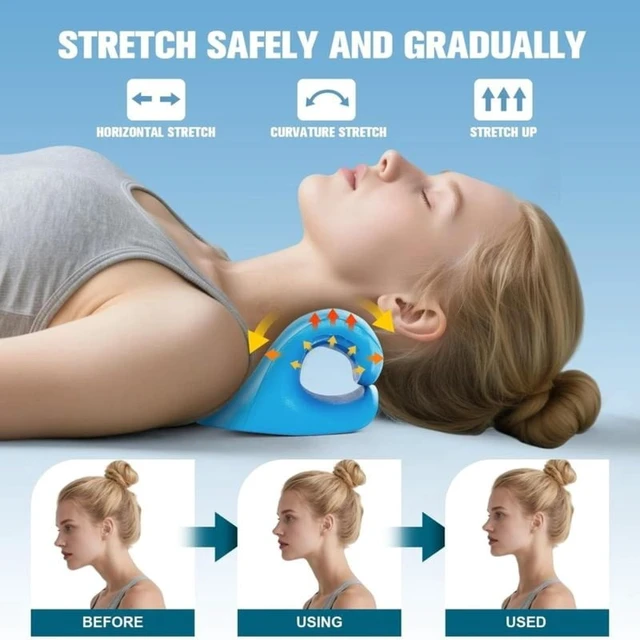 Alt view image 2 of 7 - Neck Stretcher and Cervical Traction Device, Cervical Neck Shoulder Stretcher Massage Pillow Traction Device Muscle Relaxation