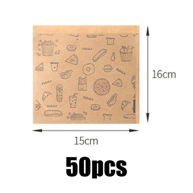 Alt view image 3 of 7 - 50/100pcs oil proof paper bag disposable packaging baking paper dessert sandwich burger packaging bag kitchen accessories