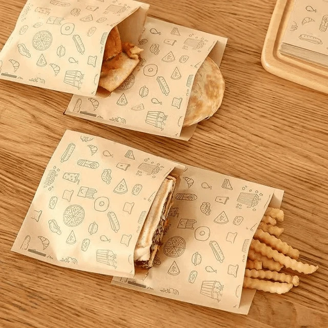 Alt view image 6 of 7 - 50/100pcs oil proof paper bag disposable packaging baking paper dessert sandwich burger packaging bag kitchen accessories