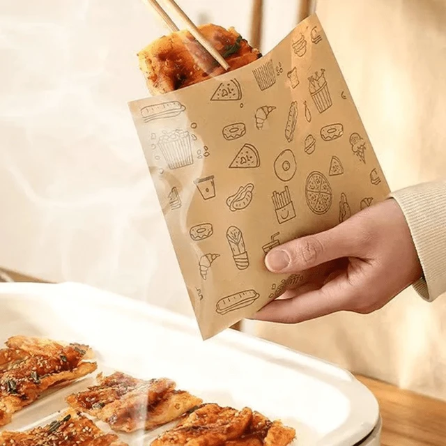 Alt view image 7 of 7 - 50/100pcs oil proof paper bag disposable packaging baking paper dessert sandwich burger packaging bag kitchen accessories