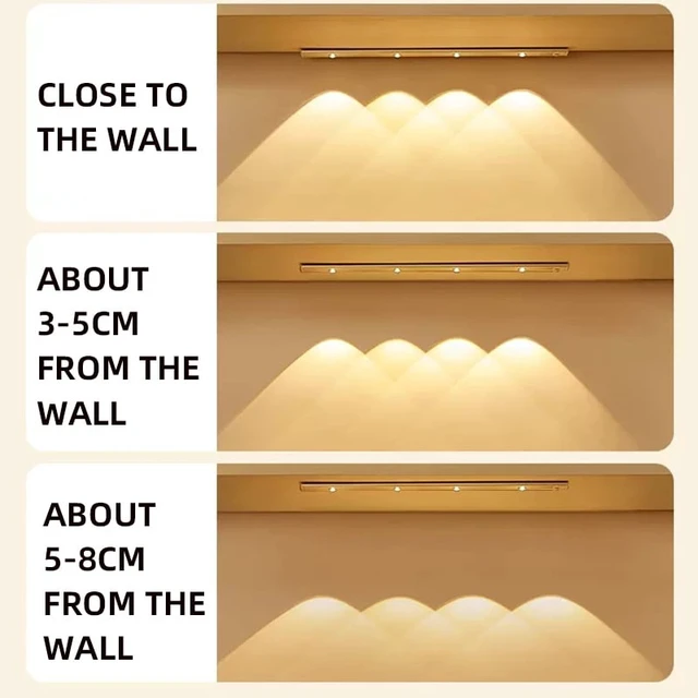 Alt view image 6 of 7 - White/Black LED Cabinet Light USB Rechargeable Motion Sensor LED Light for Kitchen Wardrobe Cabinet Lighting 20CM/30CM/40CM/50CM