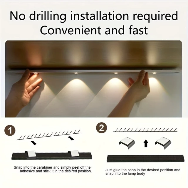 Alt view image 7 of 7 - White/Black LED Cabinet Light USB Rechargeable Motion Sensor LED Light for Kitchen Wardrobe Cabinet Lighting 20CM/30CM/40CM/50CM