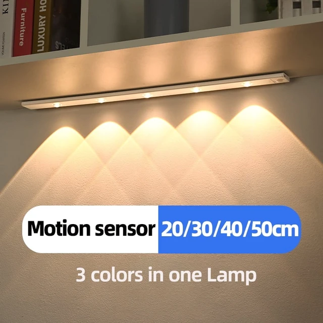 Alt view image 5 of 7 - White/Black LED Cabinet Light USB Rechargeable Motion Sensor LED Light for Kitchen Wardrobe Cabinet Lighting 20CM/30CM/40CM/50CM