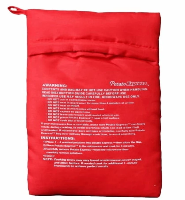 Main image of Microwave Potato Bag Reusable Express Microwave Potato Cooker Bag Baked Potato Cooker Perfect Potatoes 4 Minutes Red Baked Pouch