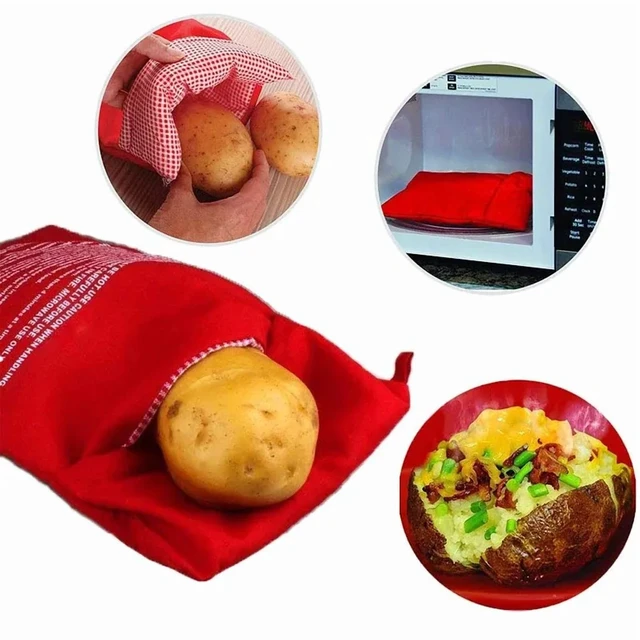 Alt view image 2 of 7 - Microwave Potato Bag Reusable Express Microwave Potato Cooker Bag Baked Potato Cooker Perfect Potatoes 4 Minutes Red Baked Pouch